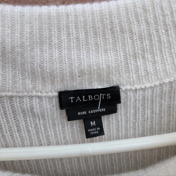 Talbots Cashmere Boat Neck Cream Ivory Sweater Medium - Picture 5 of 6